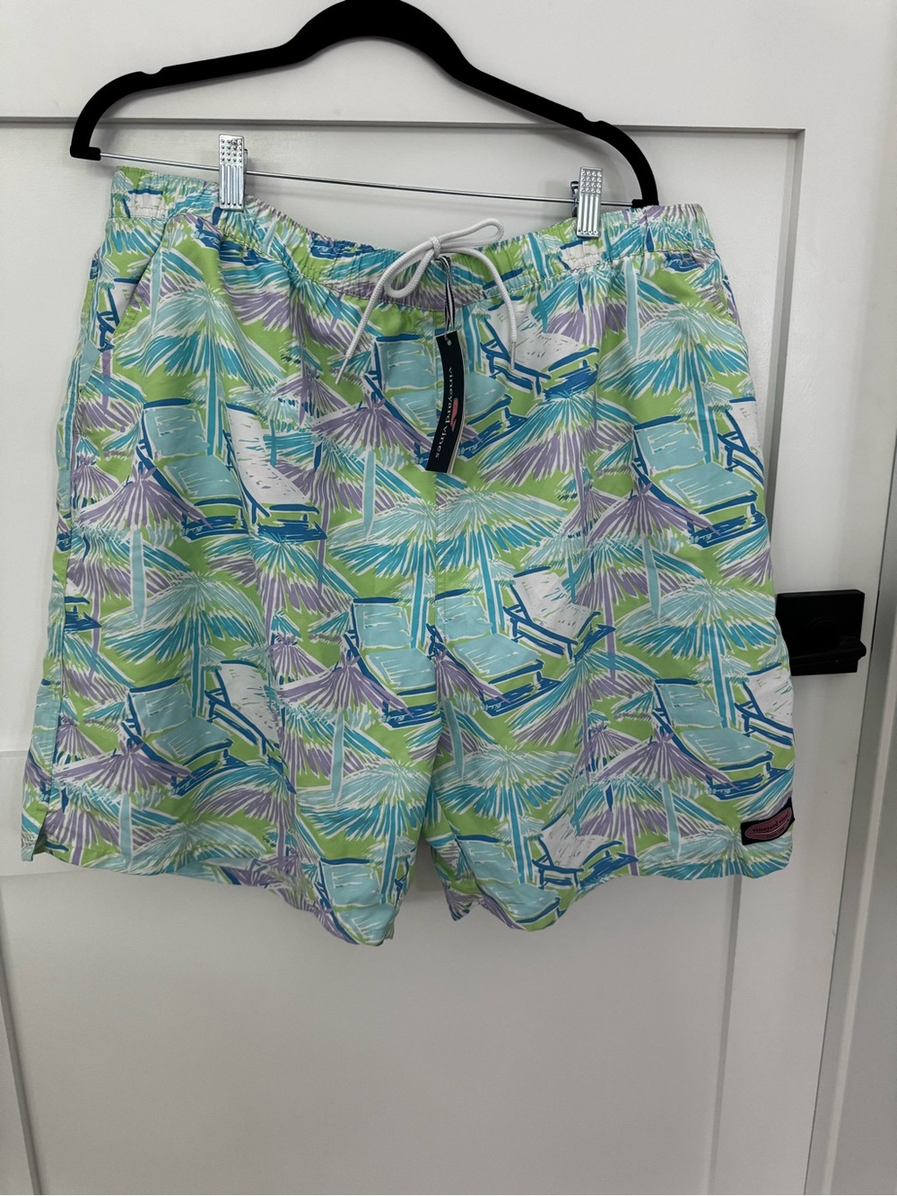 Vineyard Vines Light Blue, Green & Purple Printed Swim Shorts